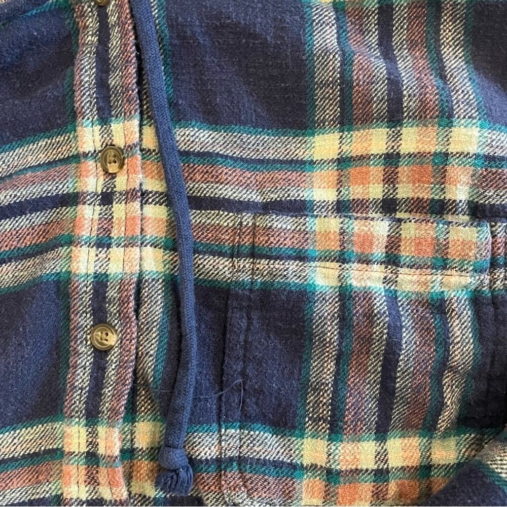 American Eagle Hooded Flannel Plaid Blue Cozy Gorpcore Fall Women's Small - Picture 2 of 8